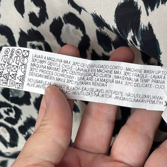 ZARA | Black & Gray Leopard Print Long Sleeve Layered Blouse | Size M - Picture 11 of 14